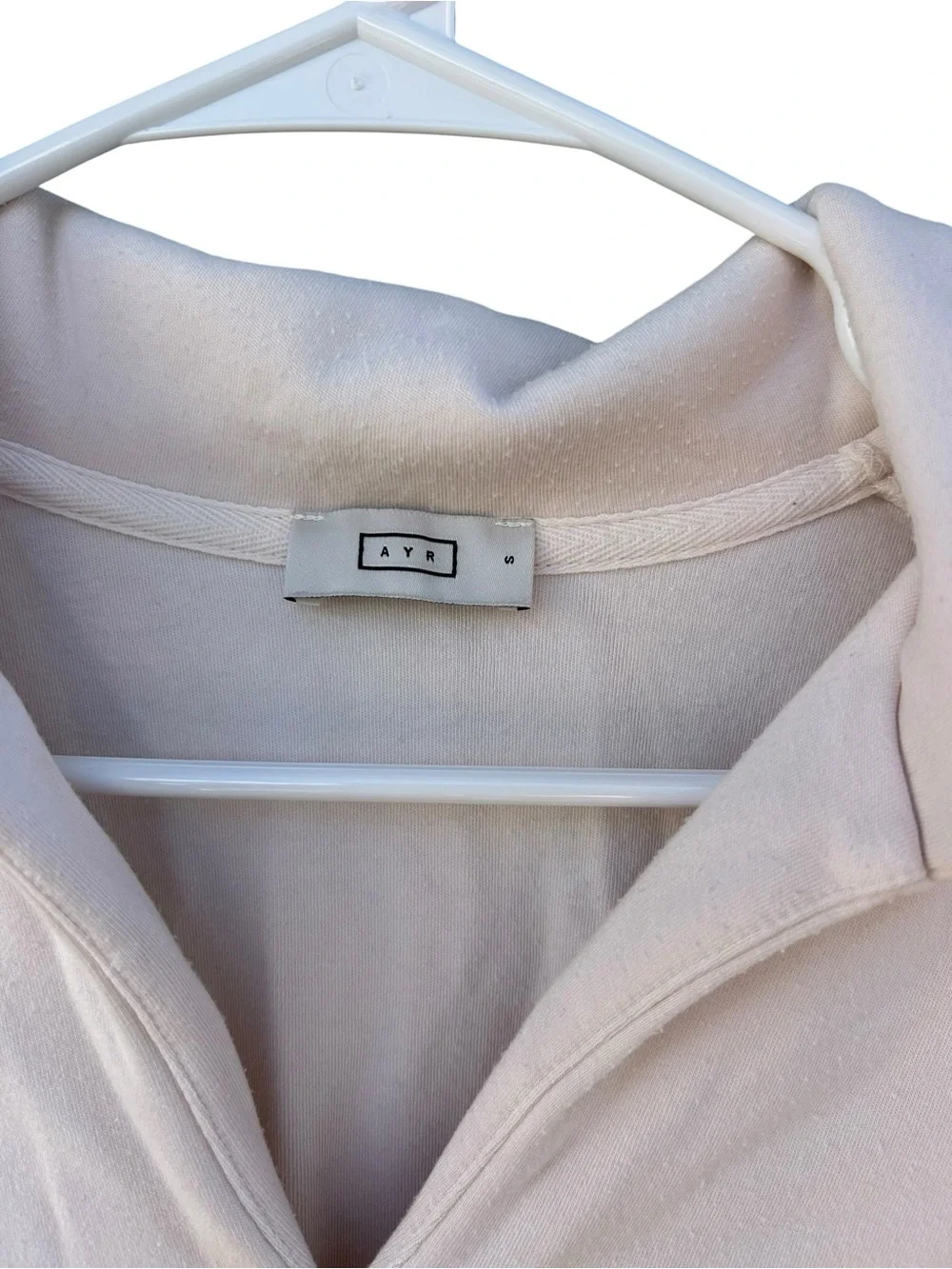 AYR Soft Cream Polo-Style V-Neck Sweatshirt - Size Small - Pima Cotton - Picture 5 of 11